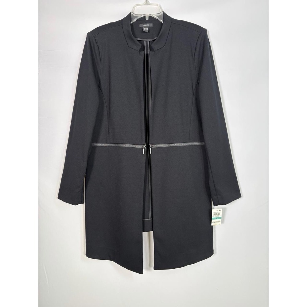 Alfani Women's Black Open Front Zippered Waist Jacket Blazer Sz 16 NWT $139